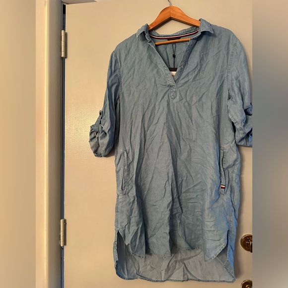Tommy Hilfiger high/low Jean chambray shirtdress or swimsuit cover-up - Picture 9 of 9